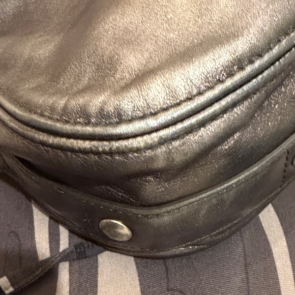 Coach Pewter Leather Zoe Hobo Handbag with purple lining - Picture 11 of 11